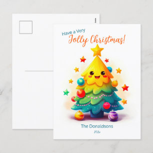 Funny Tree Christmas Postcard