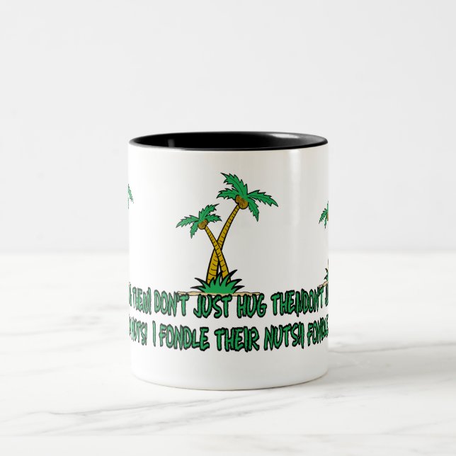 Funny tree hugger Two-Tone coffee mug (Center)