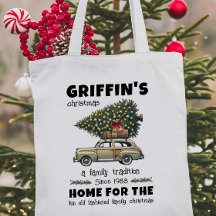 Funny Tree on Car Family Name Christmas