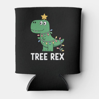 Funny Tree Rex Christmas Dinosaur Holiday Pun Can Cooler