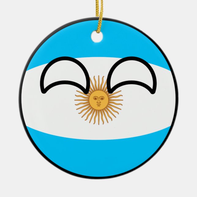 Funny Trending Geeky Argentina Countryball Ceramic Tree Decoration (Front)