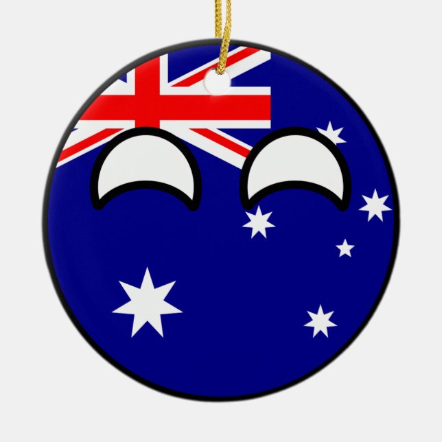 Funny Trending Geeky Australia Countryball Ceramic Tree Decoration (Front)