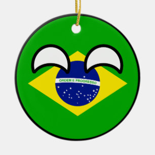 Funny Trending Geeky Brazil Countryball Ceramic Tree Decoration