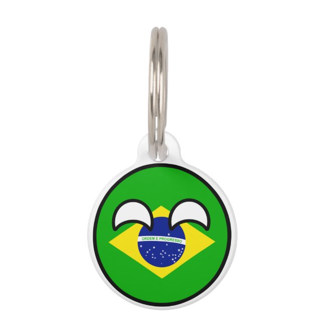 Funny Trending Geeky Brazil Countryball Pet Tag (Front)