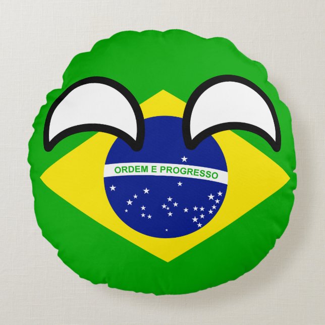 Funny Trending Geeky Brazil Countryball Round Cushion (Front)