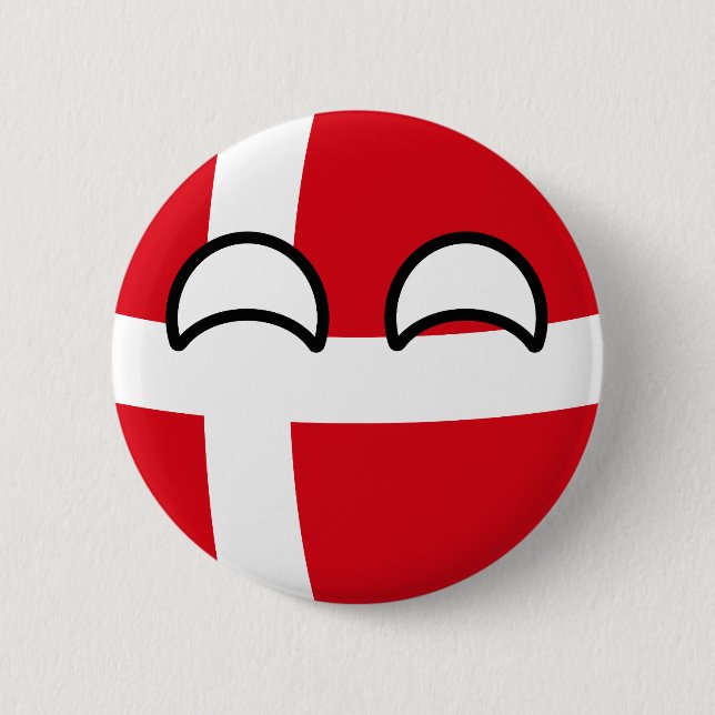 Funny Trending Geeky Denmark Countryball 6 Cm Round Badge (Front)