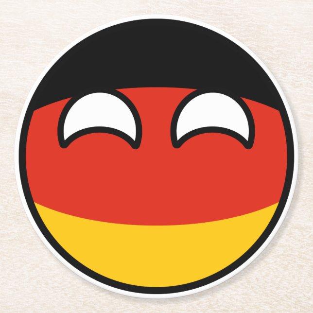 Funny Trending Geeky Germany Countryball Round Paper Coaster (Front)