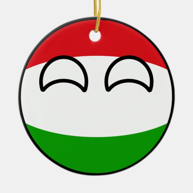 Funny Trending Geeky Hungary Countryball Ceramic Tree Decoration (Front)