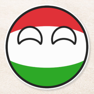 Funny Trending Geeky Hungary Countryball Round Paper Coaster