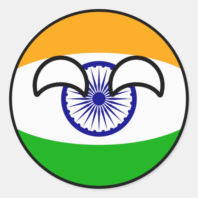 Funny Trending Geeky India Countryball Classic Round Sticker (Front)