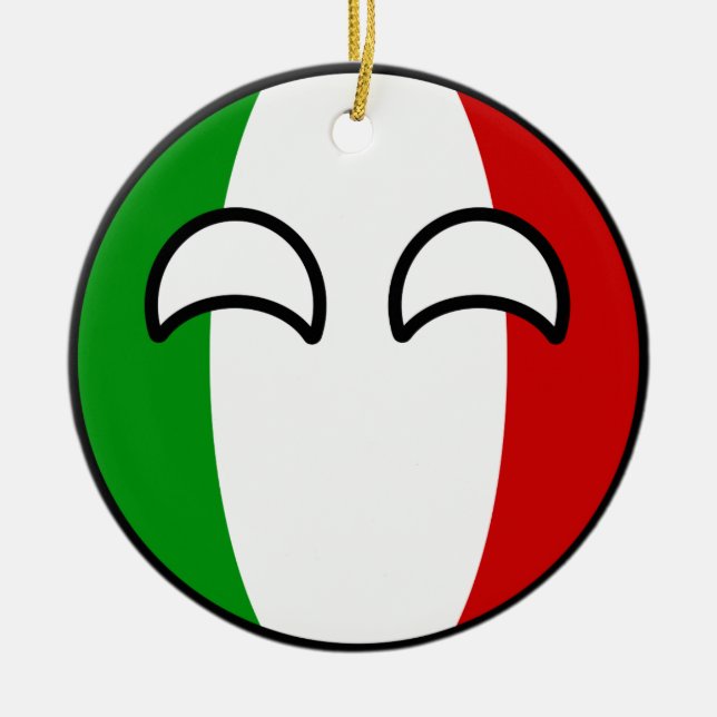Funny Trending Geeky Italy Countryball Ceramic Tree Decoration (Front)