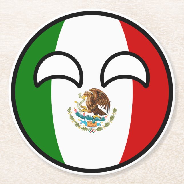 Funny Trending Geeky Mexico Countryball Round Paper Coaster (Front)