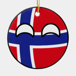 Funny Trending Geeky Norway Countryball Ceramic Tree Decoration