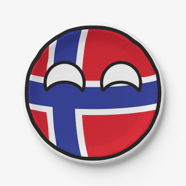 Funny Trending Geeky Norway Countryball Paper Plate (Front)