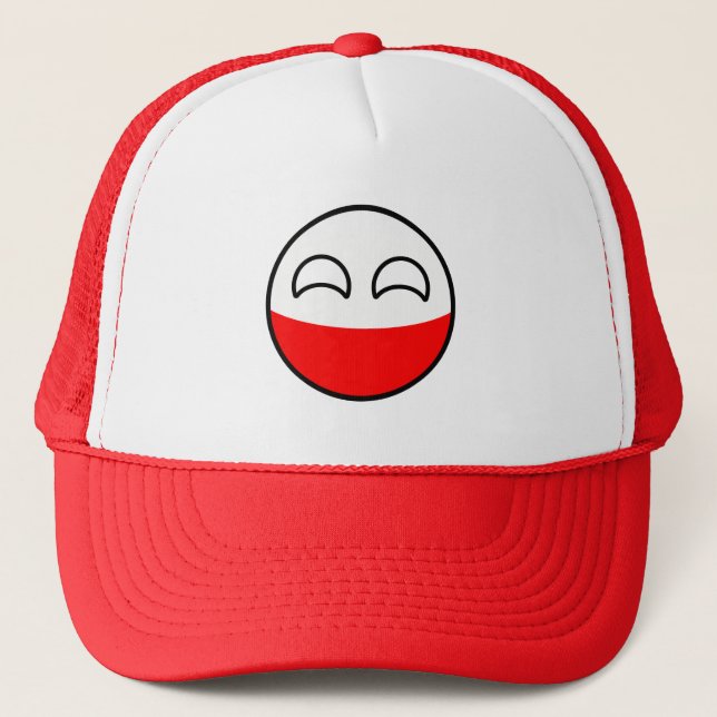 Funny Trending Geeky Poland Countryball Trucker Hat (Front)