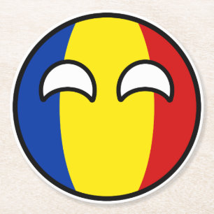 Funny Trending Geeky Romania Countryball Round Paper Coaster