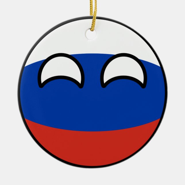 Funny Trending Geeky Russia Countryball Ceramic Tree Decoration (Front)