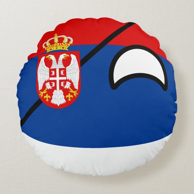 Funny Trending Geeky Serbia Countryball Round Cushion (Front)