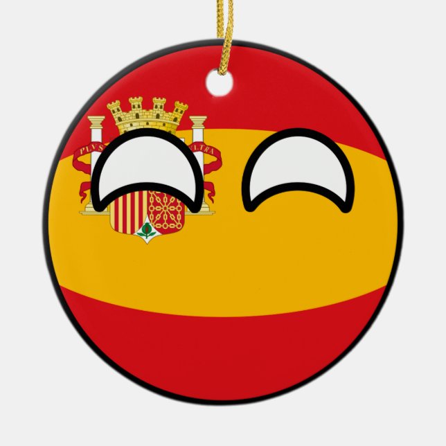 Funny Trending Geeky Spain Countryball Ceramic Tree Decoration (Front)