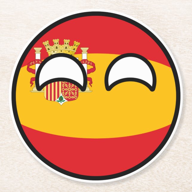 Funny Trending Geeky Spain Countryball Round Paper Coaster (Front)