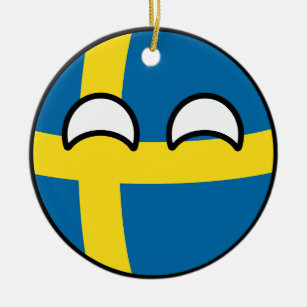 Funny Trending Geeky Sweden Countryball Ceramic Tree Decoration