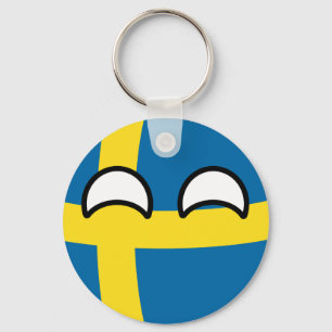 Funny Trending Geeky Sweden Countryball Key Ring