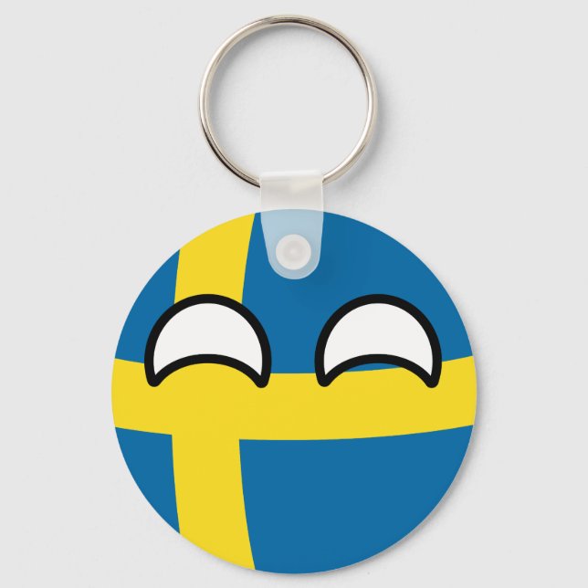 Funny Trending Geeky Sweden Countryball Key Ring (Front)