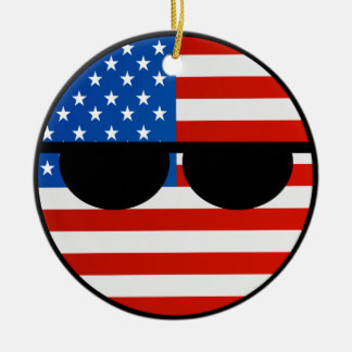 Funny Trending Geeky USA Countryball Ceramic Tree Decoration