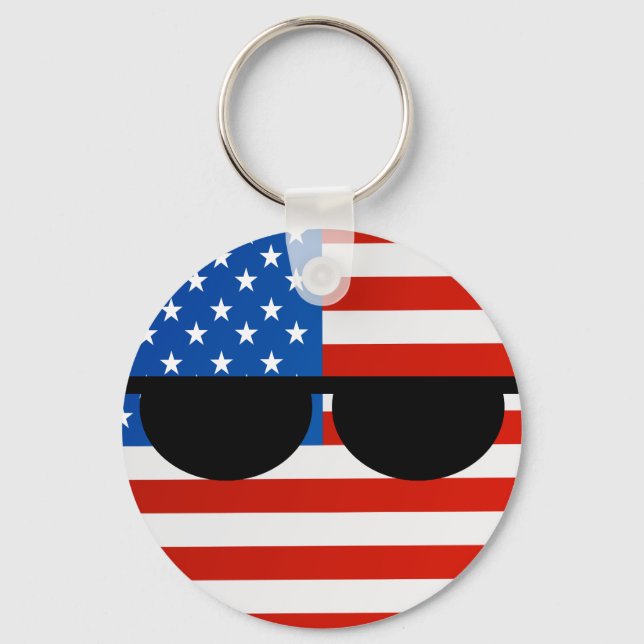 Funny Trending Geeky USA Countryball Key Ring (Front)