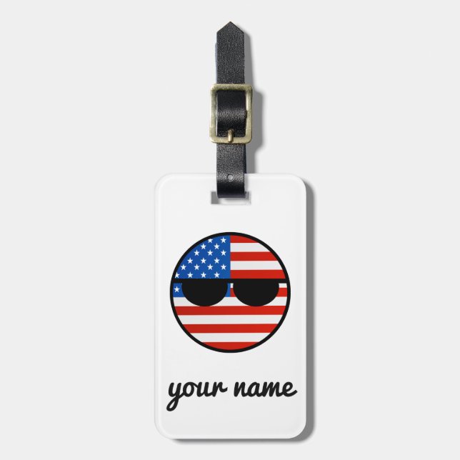 Funny Trending Geeky USA Countryball Luggage Tag (Front Vertical)