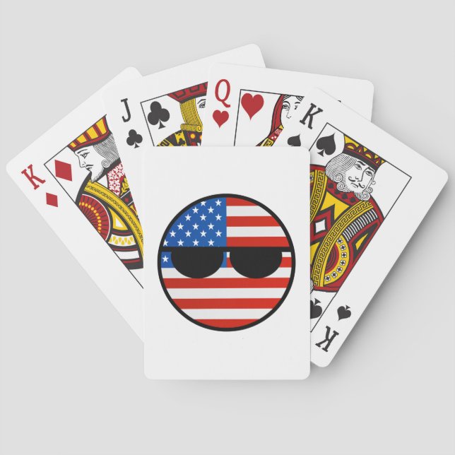 Funny Trending Geeky USA Countryball Playing Cards (Back)
