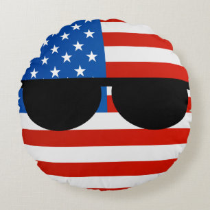 Funny Trending Geeky USA Countryball Round Cushion