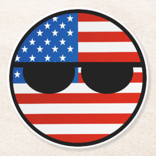 Funny Trending Geeky USA Countryball Round Paper Coaster