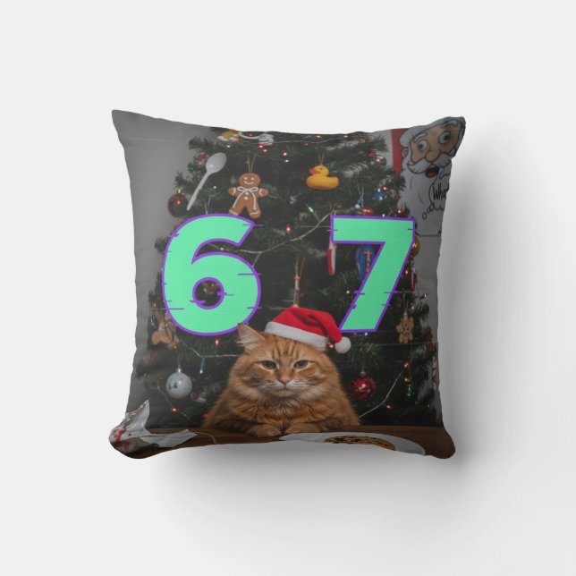 Funny Trending Six Seven Christmas Cat  Cushion (Front)