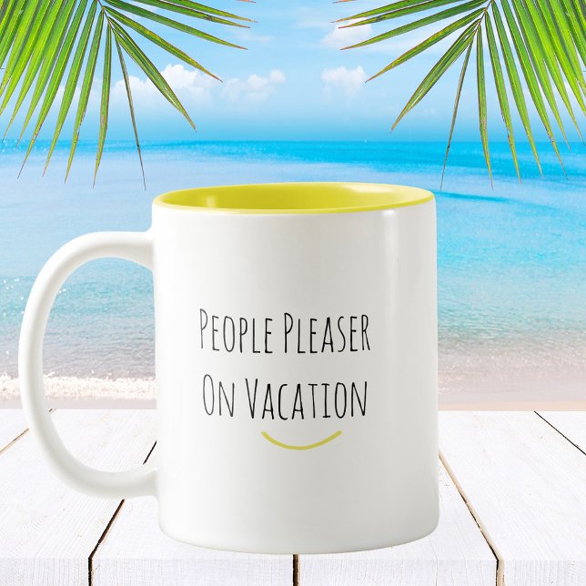 Funny Trendy Modern People Pleaser Coffee Mug (Stylishly Funny People Pleaser On Vacation Mug.)