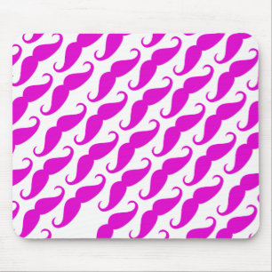 Funny trendy pink neon moustache pattern mouse mat