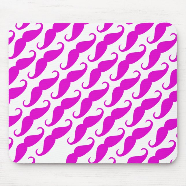 Funny trendy pink neon moustache pattern mouse mat (Front)