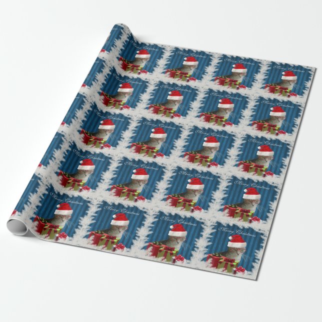 Funny trendy Santa wise cat Christmas Wrapping Paper (Unrolled)