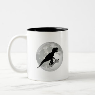 Funny Trex Moon Design Two-Tone Coffee Mug