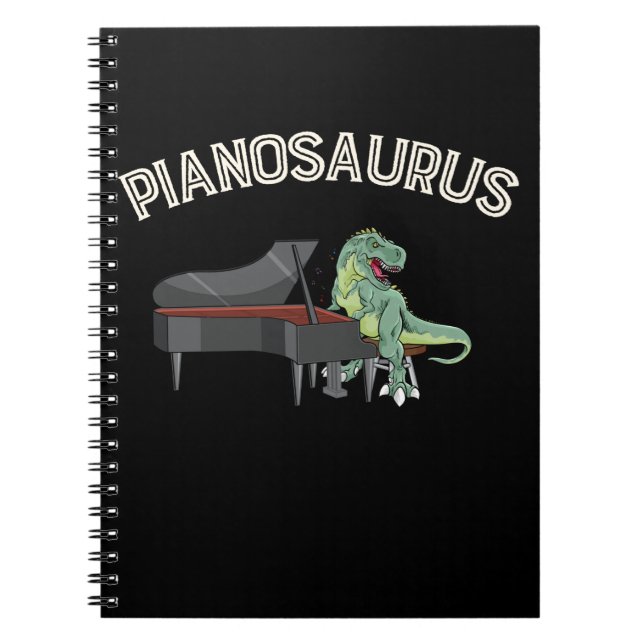 Funny Trex Piano Player Dinosaurs Musician Notebook (Front)
