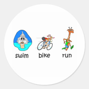 Funny triathlon classic round sticker