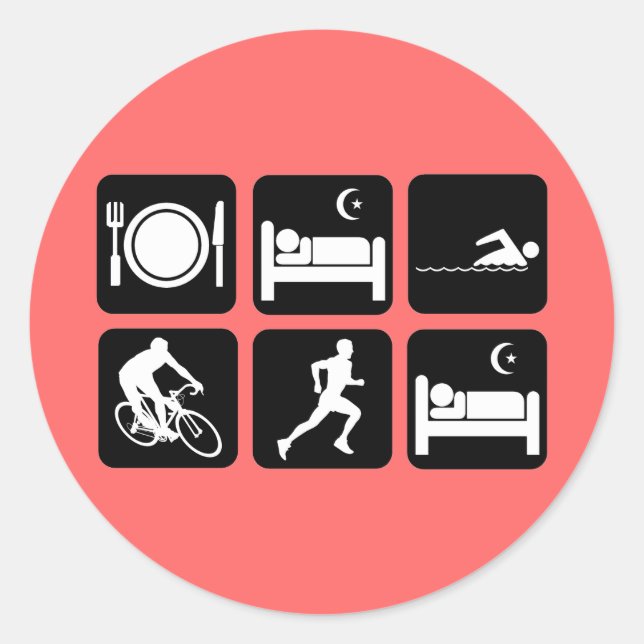 Funny triathlon classic round sticker (Front)