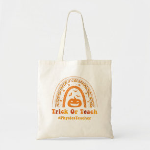 Funny Trick Or Teach Rainbow Halloween Physics Tea Tote Bag
