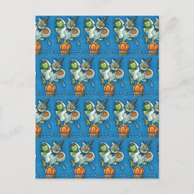 FUNNY TRICK OR TREAT SMELL MY FEET HALLOWEEN OWL POSTCARD (Front)