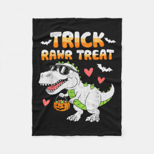 Funny Trick Rawr Treat Dinosaur T Rex Halloween To Fleece Blanket