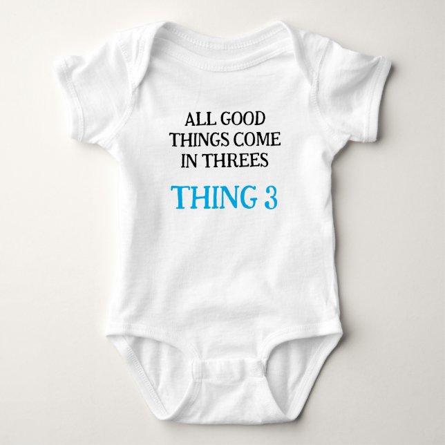 Funny Triplet Babies Gift Idea, Customised  Baby Bodysuit (Front)