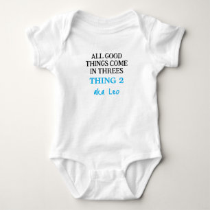 Funny Triplets Outfit With Name, Custom Boy Baby Bodysuit