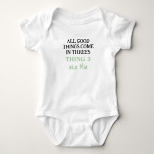 Funny Triplets Outfit With Name, Custom Unisex Baby Bodysuit