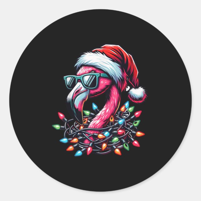 Funny Trocal Nk Flamingo Christmas In July Hawaii  Classic Round Sticker (Front)