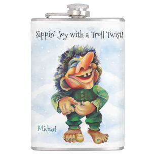 Funny Troll Hip Flask Sippin’ Joy with a Twist